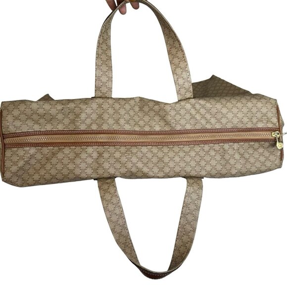 Auth Celine Boston Bag Macadam PVC Leather Canvas M08 Light Brown Monogram XL - Picture 5 of 16